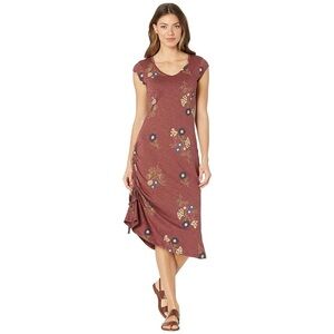 Toad&Co Samba Muse Dress Henna Floral Midi Length Short Sleeve S